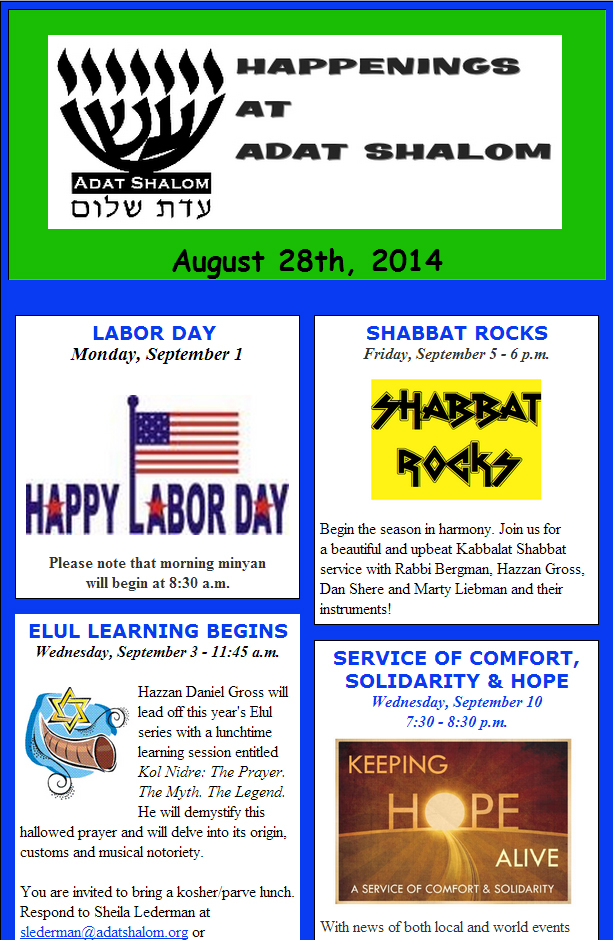 Adat Shalom Newsletter