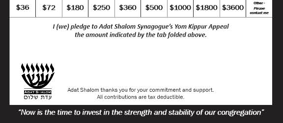 Yom Kippur Appeal - Adat Shalom Synagogue
